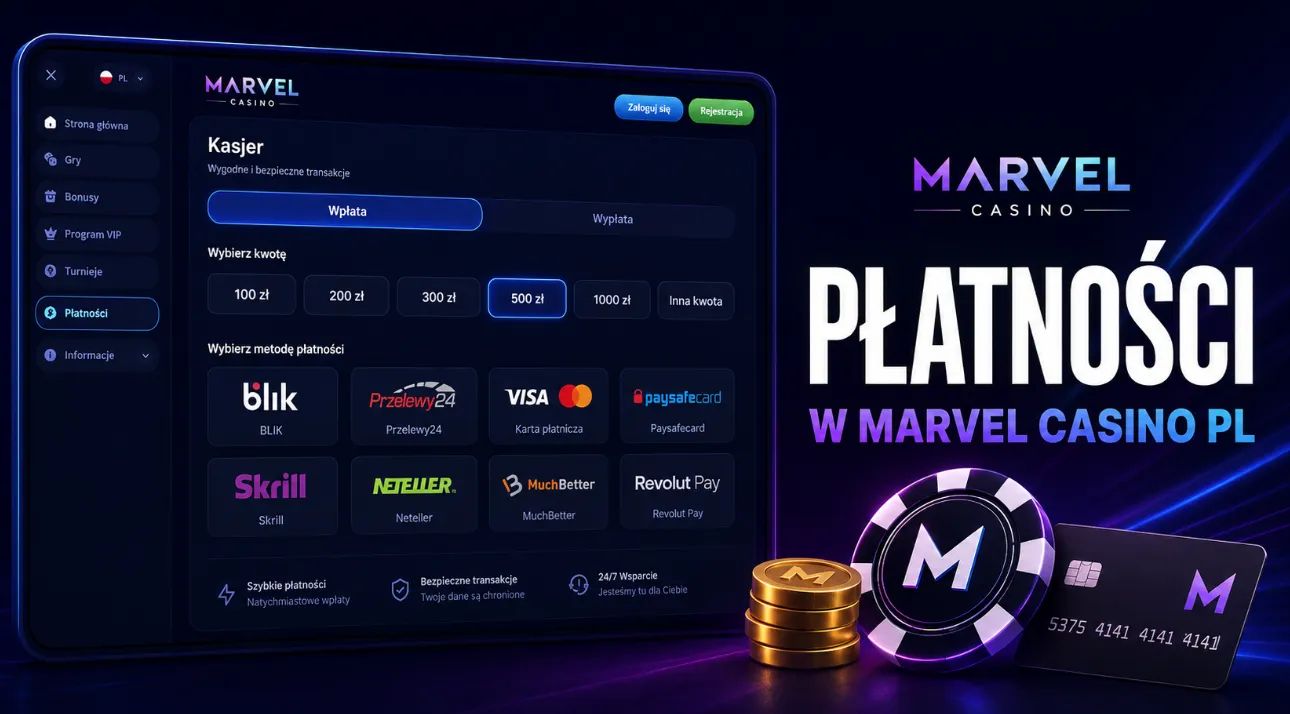 Płatności w Marvel Casino pl