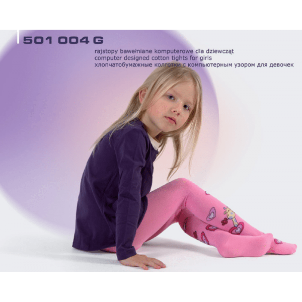 Rajstopy bawełniane komputerowe dla dziewcząt 501 004G REWON 56-134cm